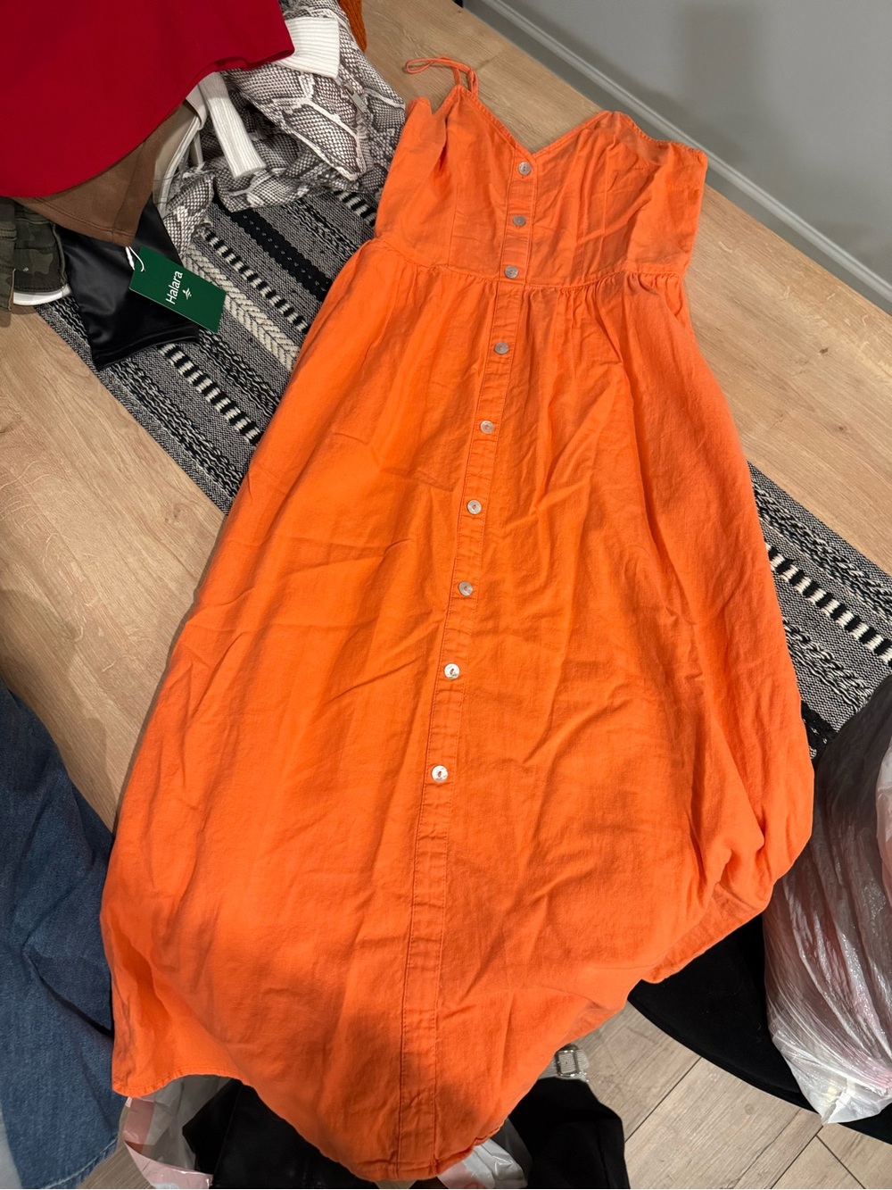 a new day Orange Button-Front Maxi Dress
